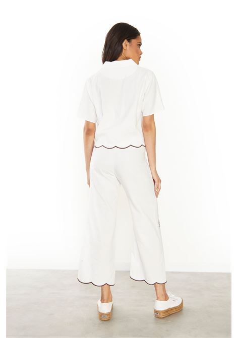 LADIES TROUSERS-OFF WHITE BROWN GLAMOROUS | Trousers | AN4183OFF WHITE BROWN